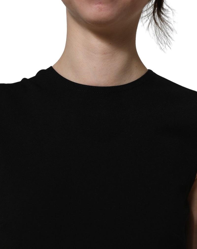 Vestido longo preto sem mangas com detalhe vazado Dolce & Gabbana
