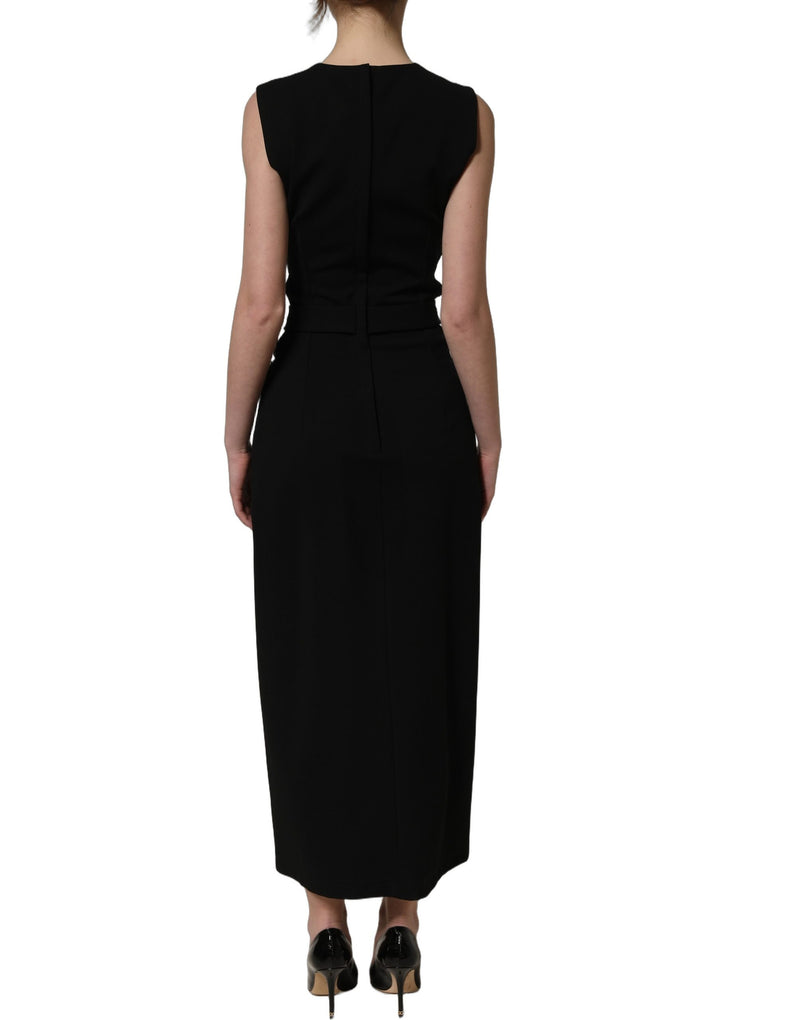 Vestido longo preto sem mangas com detalhe vazado Dolce & Gabbana