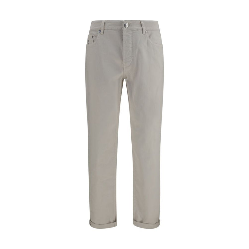 Brunello Cucinelli White Cotton Straight-Leg Jeans