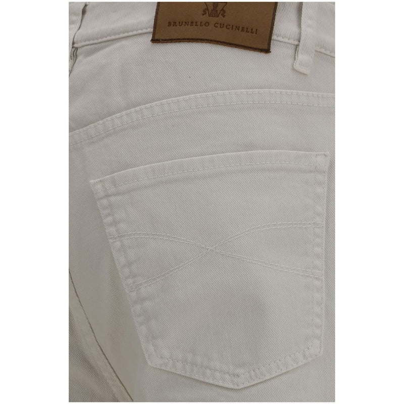 Brunello Cucinelli White Cotton Straight-Leg Jeans