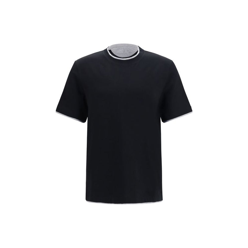 Brunello Cucinelli Black Cotton T-Shirt