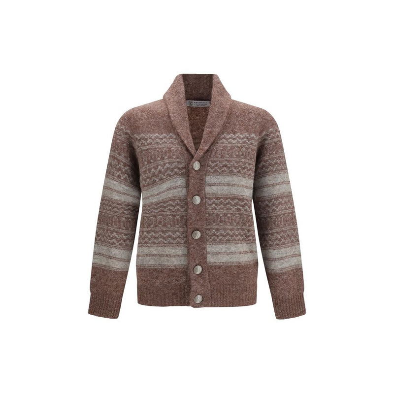 Brunello Cucinelli Bordeaux Alpaca Vicugna Pacos Cardigan