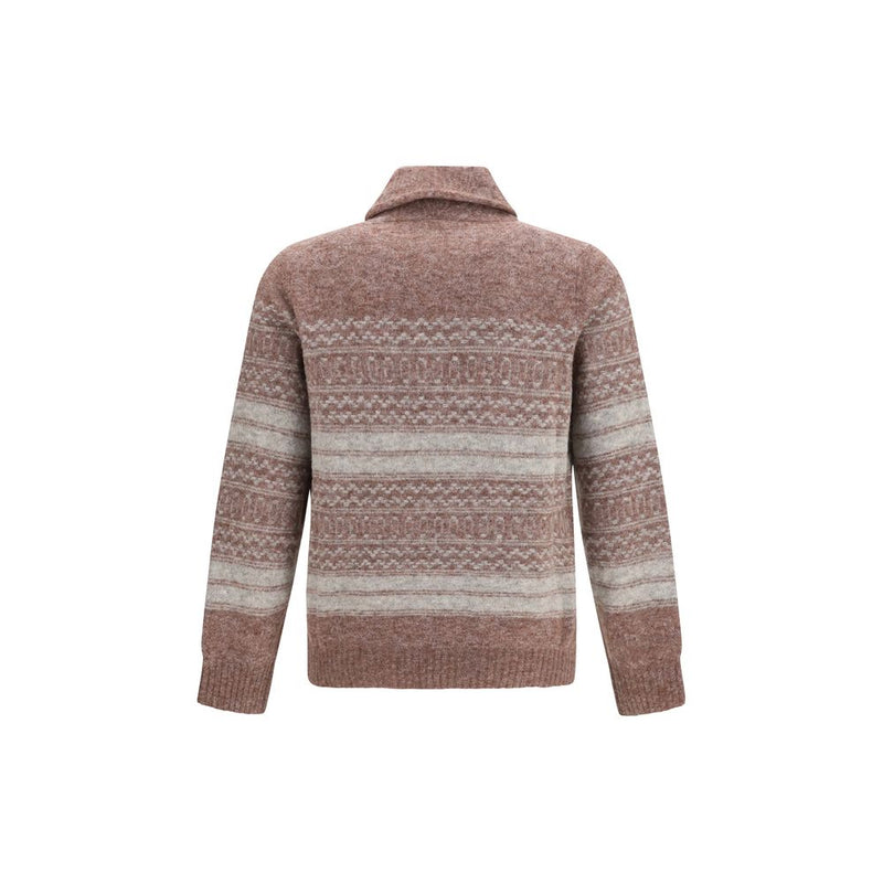 Brunello Cucinelli Bordeaux Alpaca Vicugna Pacos Cardigan