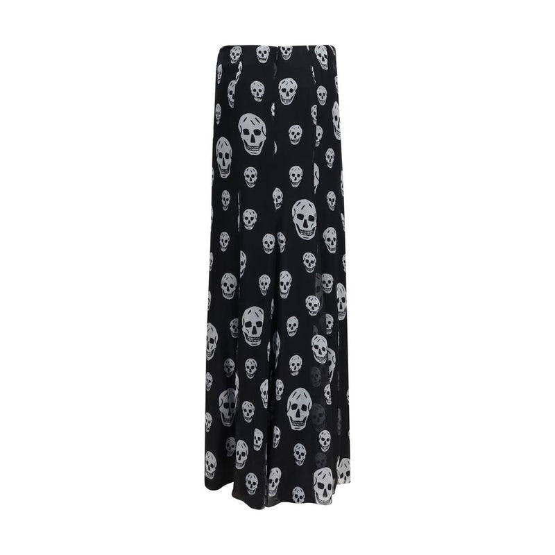 Alexander McQueen Black Silk Long Skirt