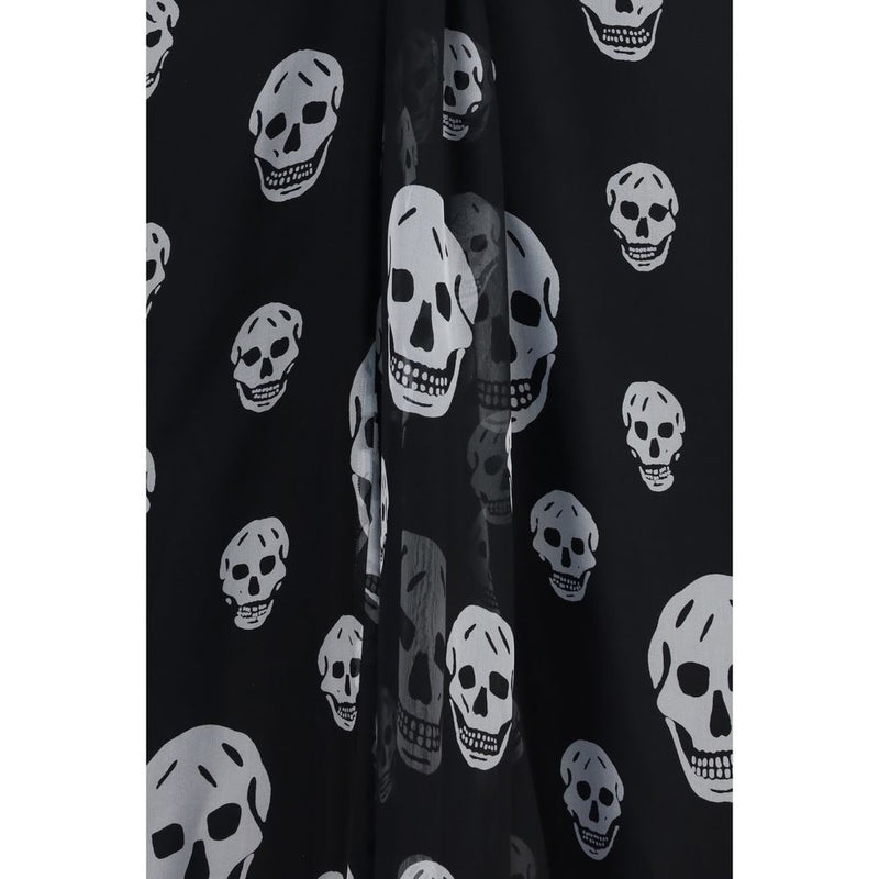 Alexander McQueen Black Silk Long Skirt