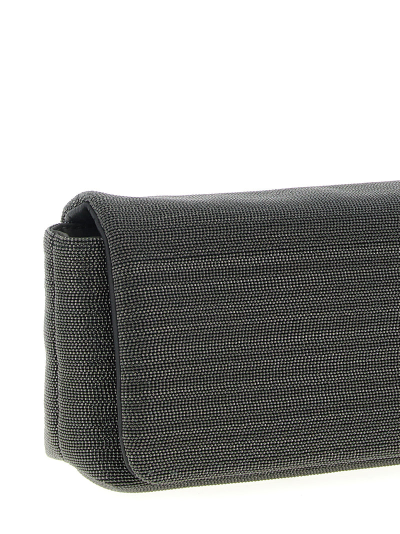 Brunello Cucinelli Black Leather Clutch Bag