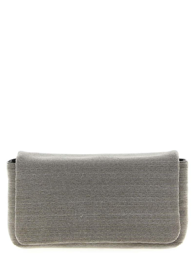 Brunello Cucinelli Silver Leather Clutch Bag