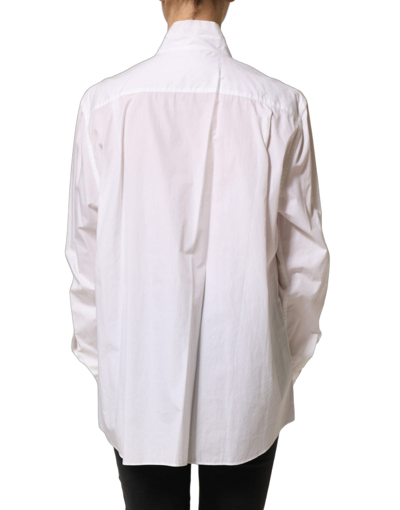 Haut blouse Dolce & Gabbana blanc à manches longues avec plastron volanté