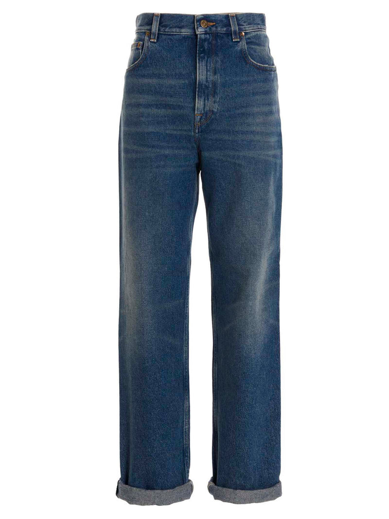 Golden Goose Blue Cotton Straight-Leg Jeans