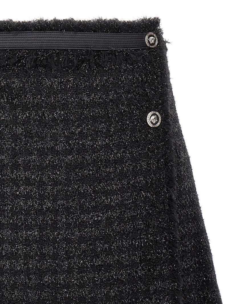Versace Black Virgin Wool Long Skirt