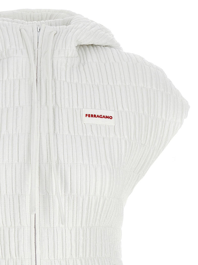 Ferragamo White Polyamide Sleeveless Jacket