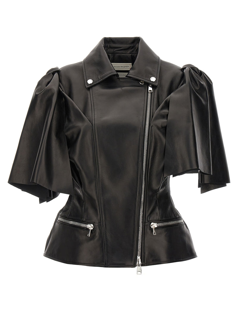 Alexander McQueen Black Lamb Leather Sleeveless Jacket