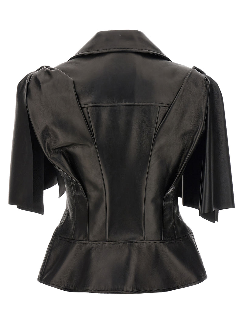 Alexander McQueen Black Lamb Leather Sleeveless Jacket