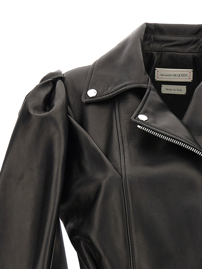Alexander McQueen Black Lamb Leather Sleeveless Jacket