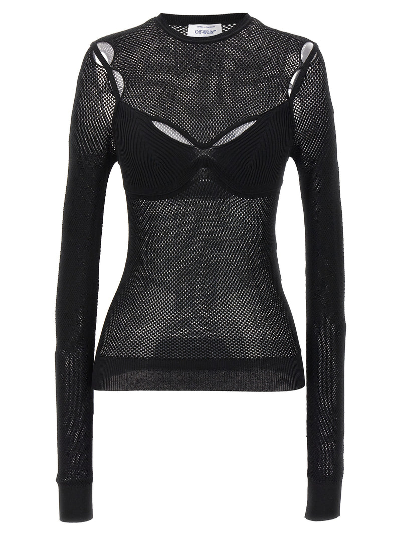 Off-White Black Viscose Tank Tops