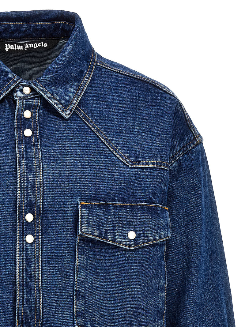 Palm Angels Blue Polyester Denim Jacket