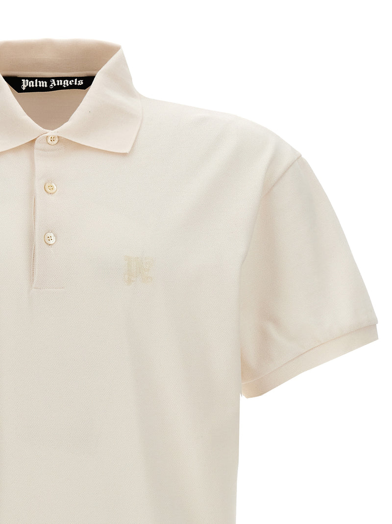 Palm Angels White Polyester Polo Shirt