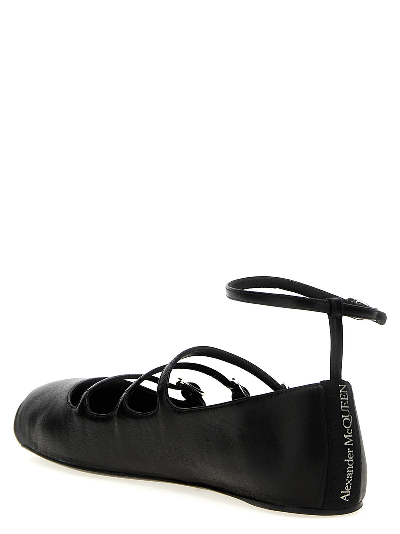 Alexander McQueen Black Calfskin Ballet Flats