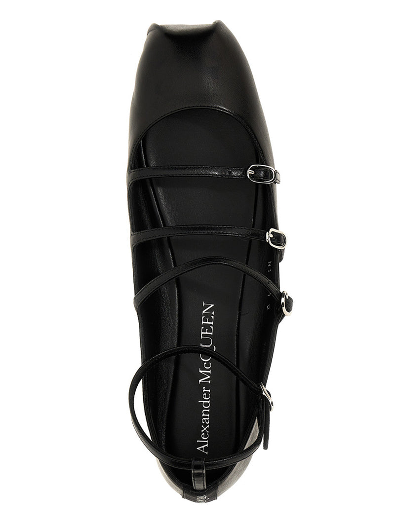 Alexander McQueen Black Calfskin Ballet Flats