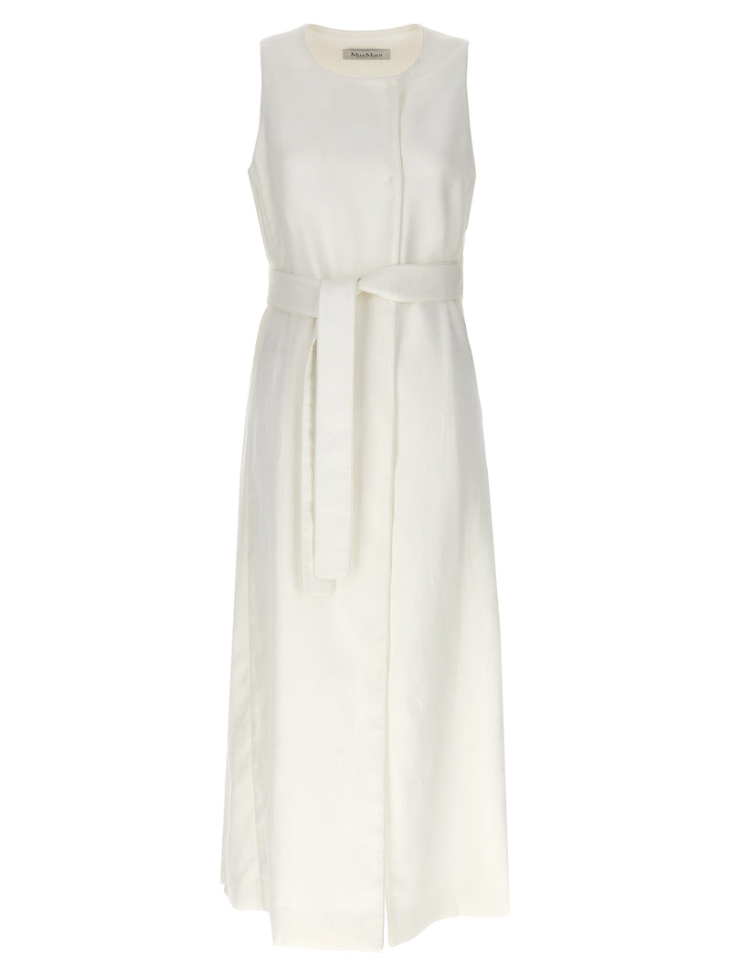 Max Mara White Flax Sleeveless Jacket