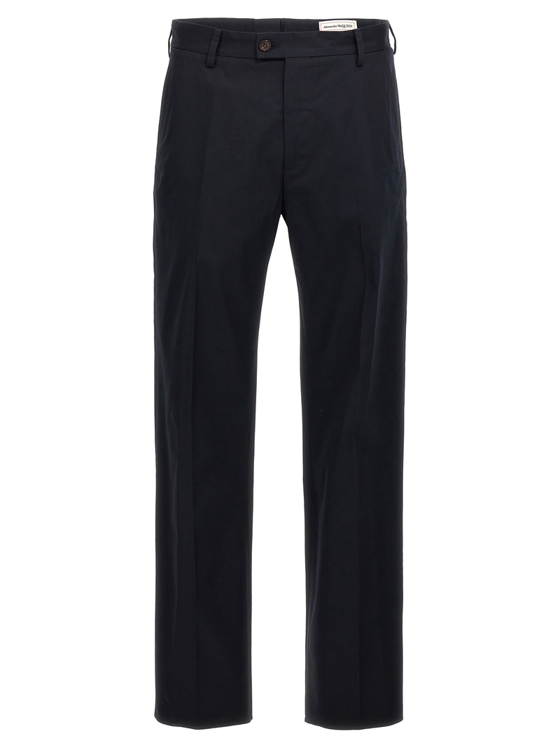 Alexander McQueen Blue Cotton Casual Pants