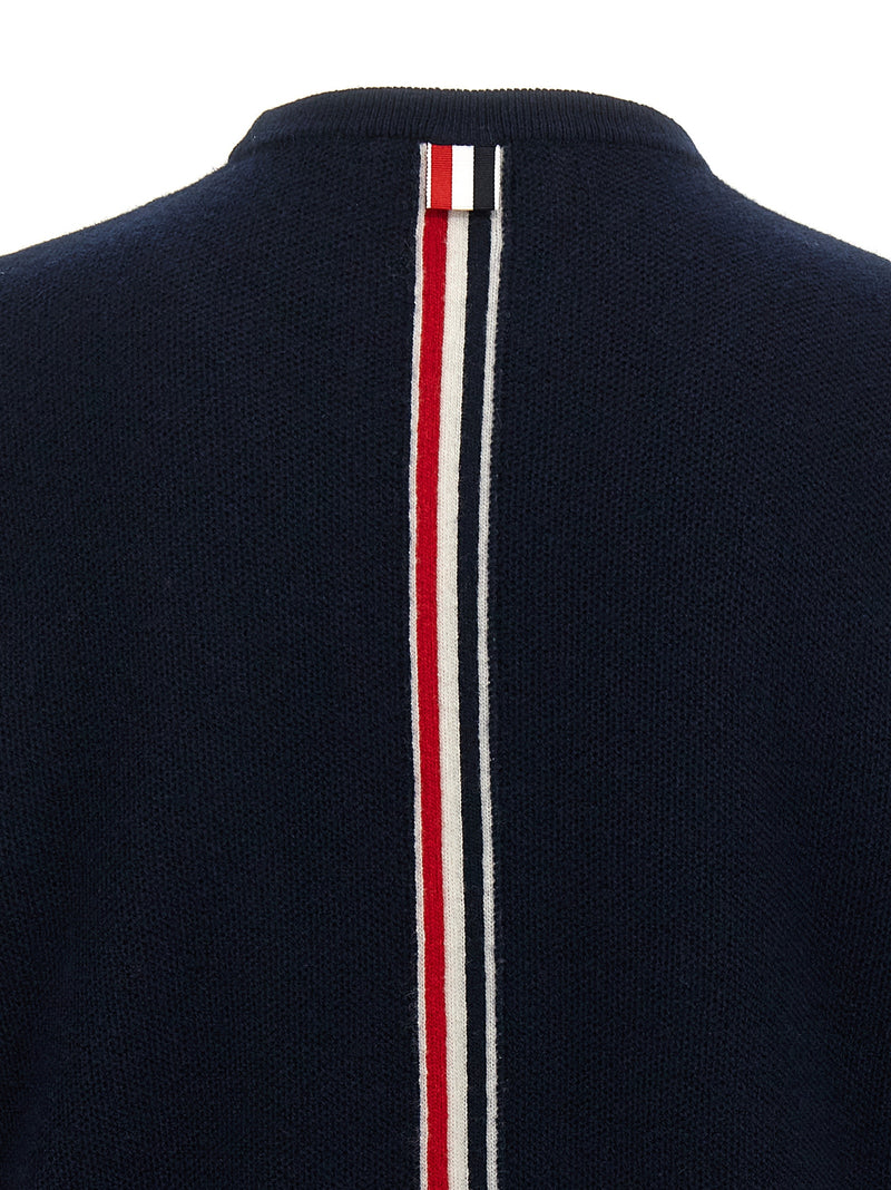 Cardigan blu in lana vergine Thom Browne