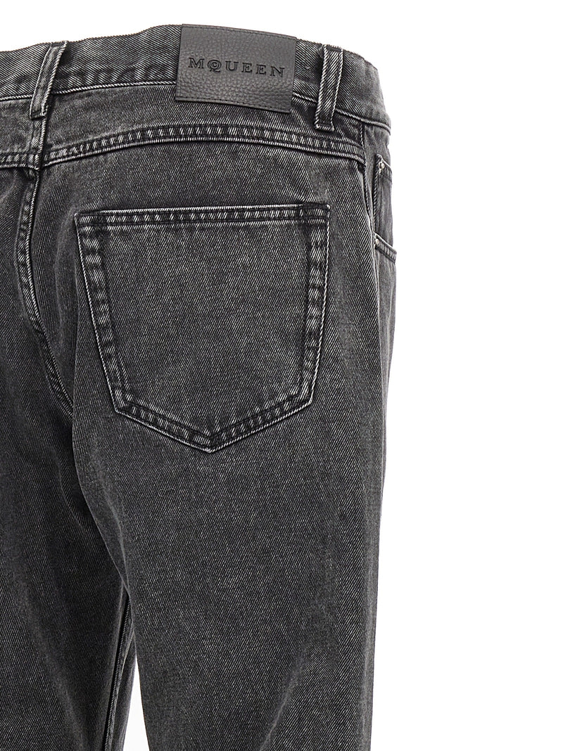 Alexander McQueen Black Cotton Straight-Leg Jeans