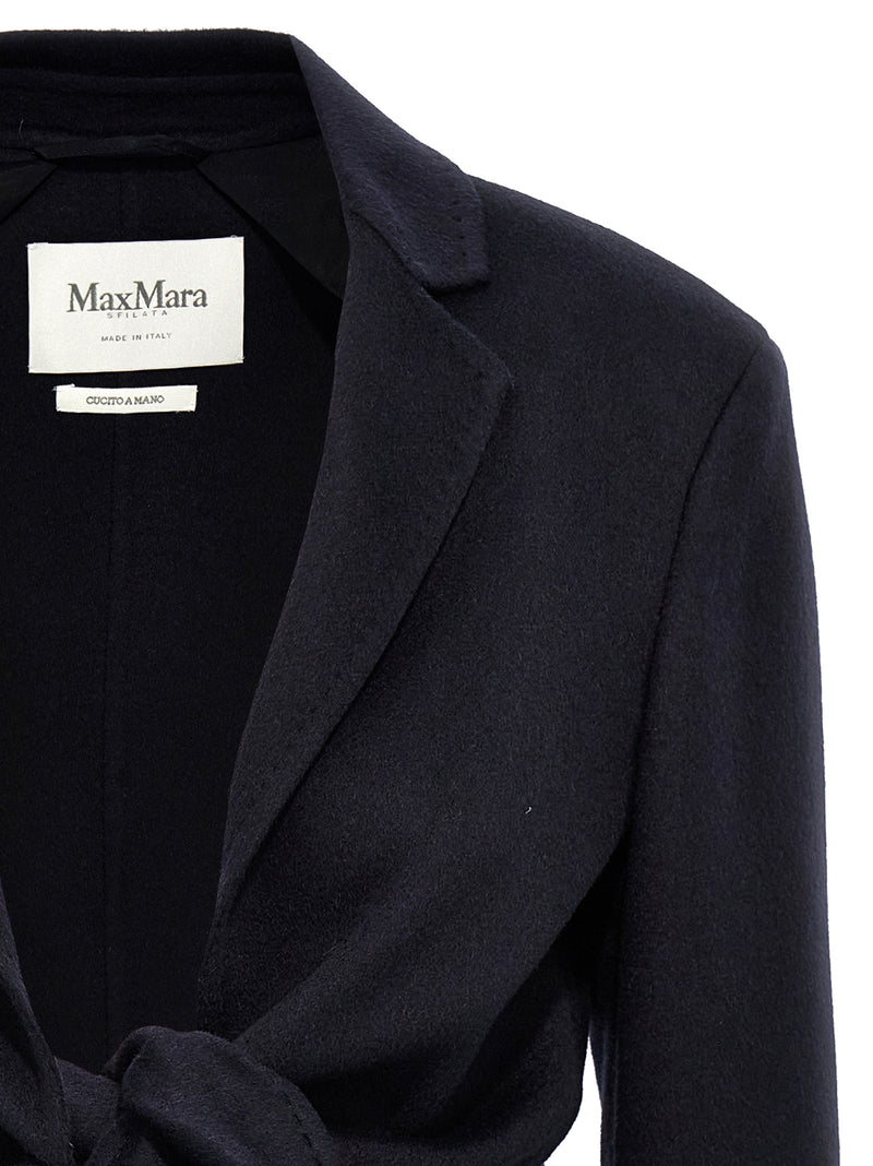 Max Mara Blue Wool Full-Length Jacket