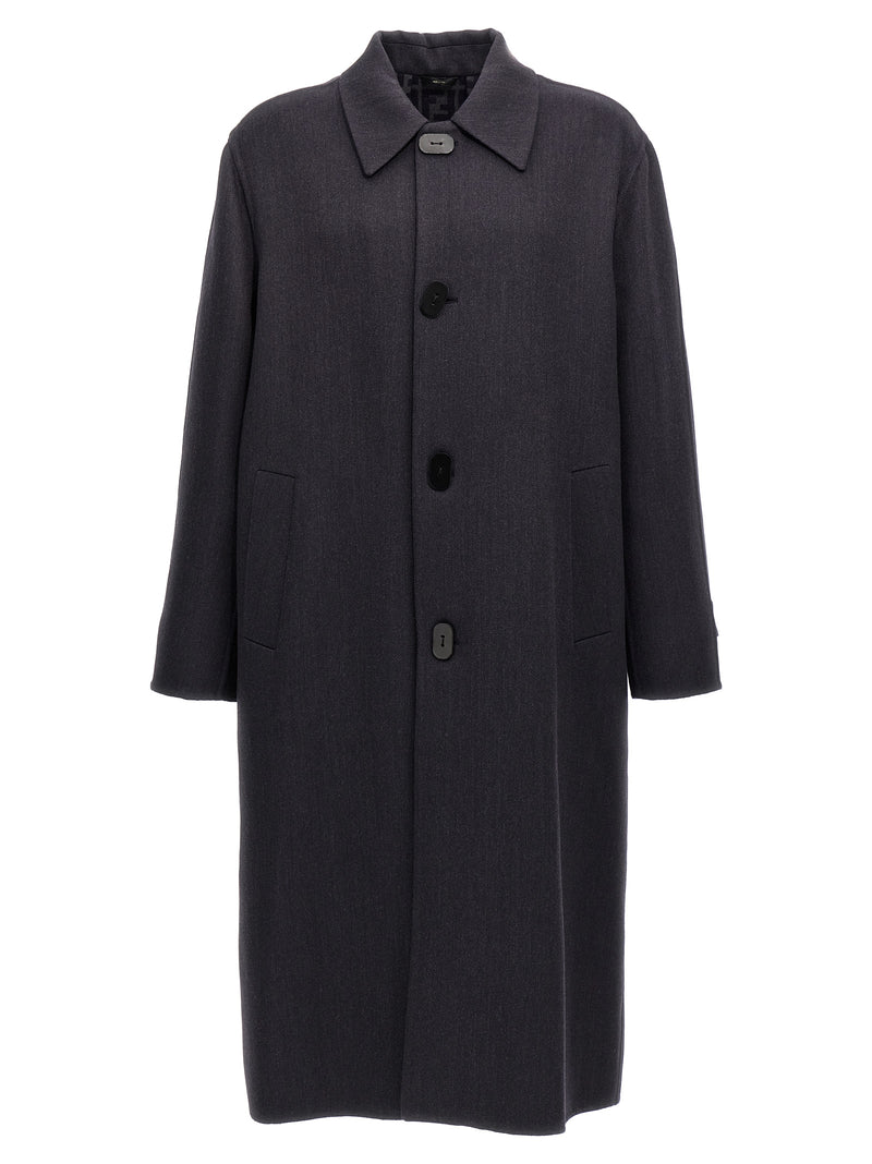Fendi Blue Virgin Wool Coat