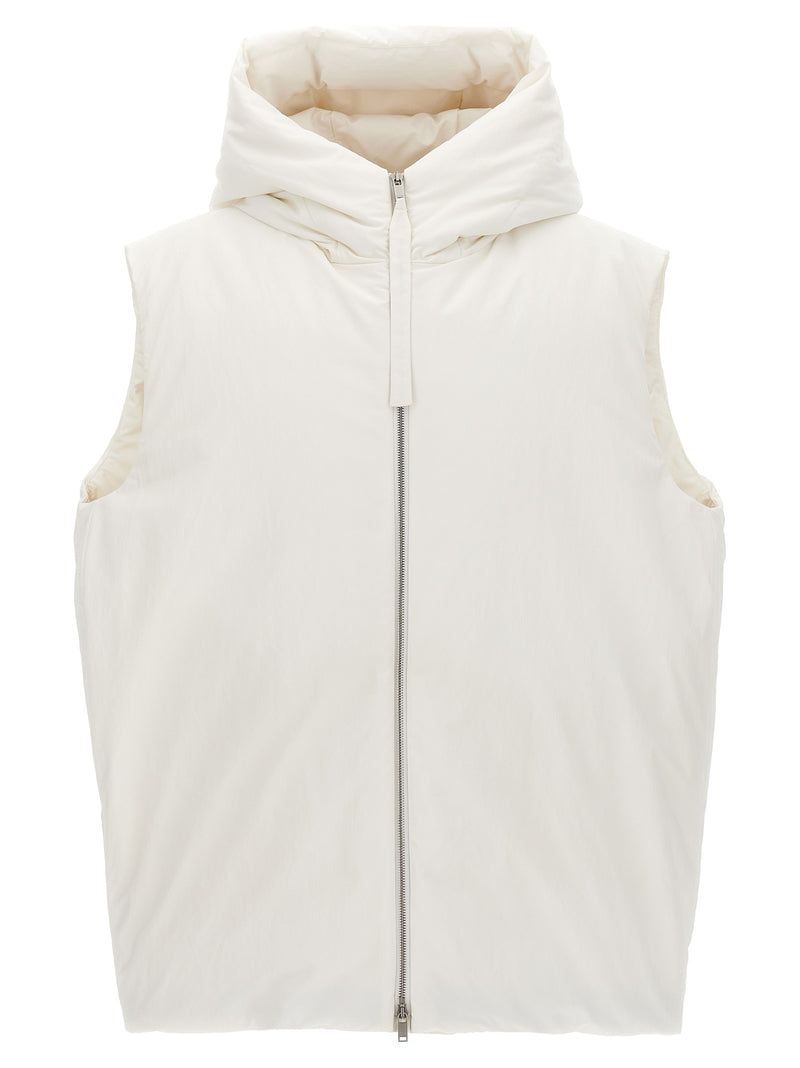 Jil Sander White Polyester Sleeveless Jacket
