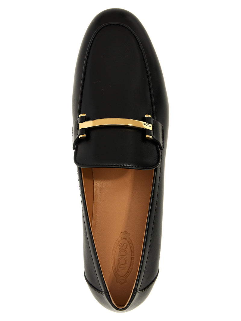 Tod's Black Calfskin Slip-On Loafers