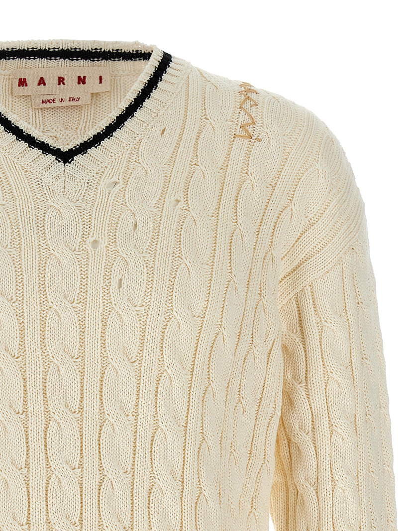 Marni White Cotton Cardigan