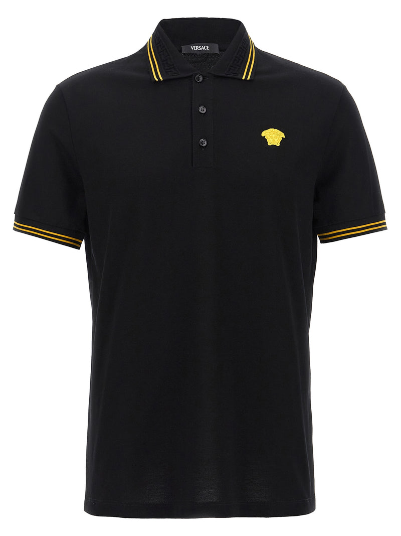 Versace Black Cotton Polo Shirt