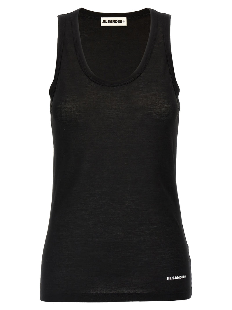 Jil Sander Black Cotton Sleeveles T-Shirt