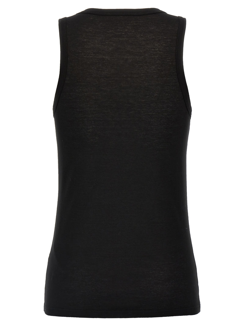 Jil Sander Black Cotton Sleeveles T-Shirt