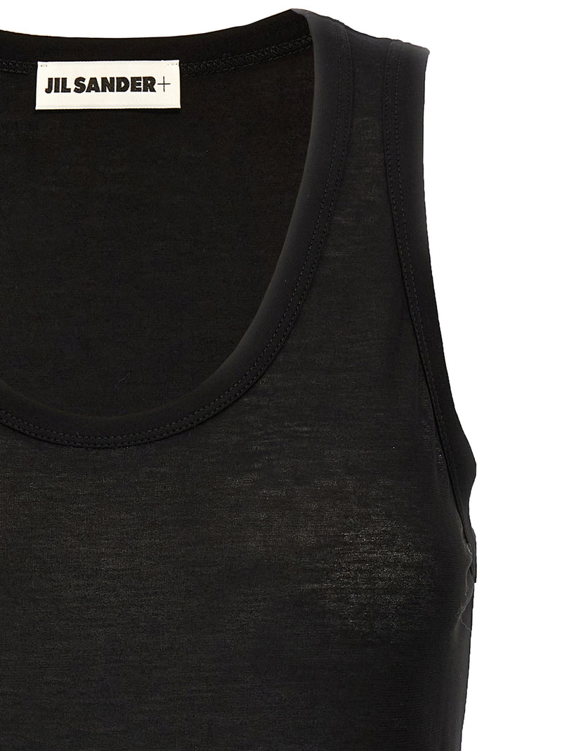 Jil Sander Black Cotton Sleeveles T-Shirt