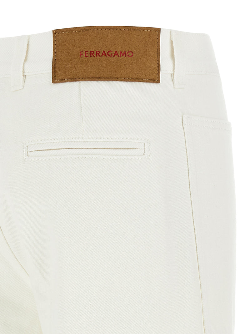 Ferragamo White Cotton Straight-Leg Jeans