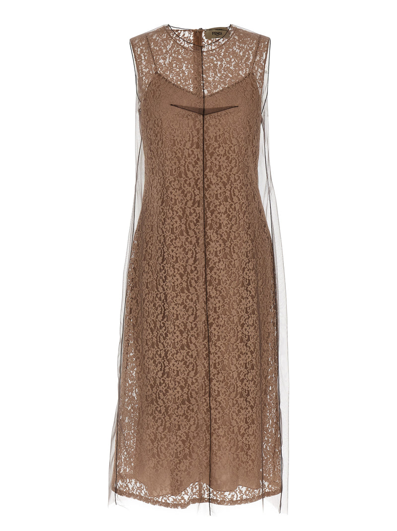 Fendi Beige Cotton Midi Dress