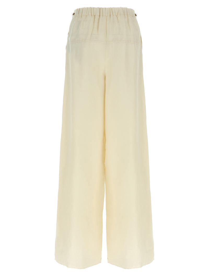 Max Mara White Flax Casual Pants
