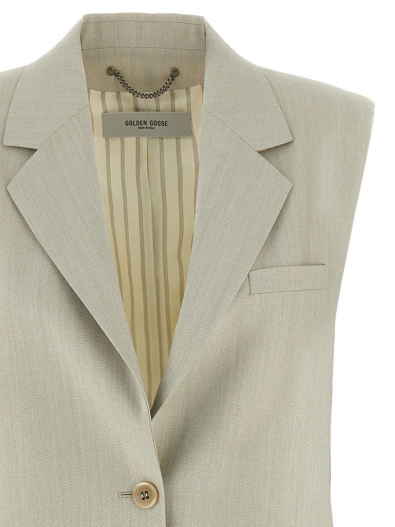 Golden Goose Beige Virgin Wool Sleeveless Jacket