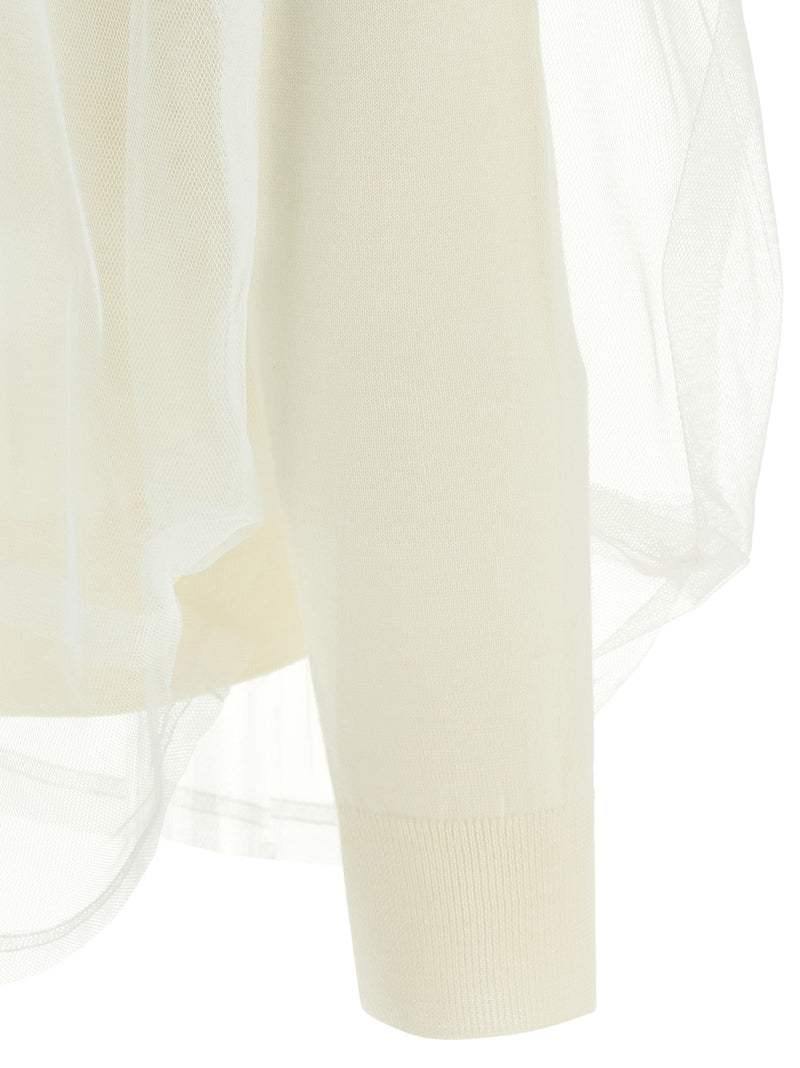 Comme Des Garçons White Wool Cardigan
