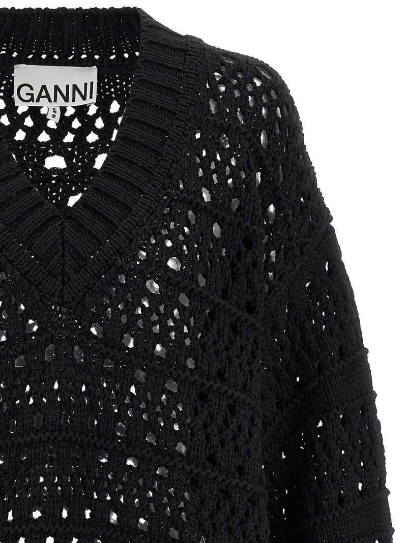Ganni Black Cotton Cardigan