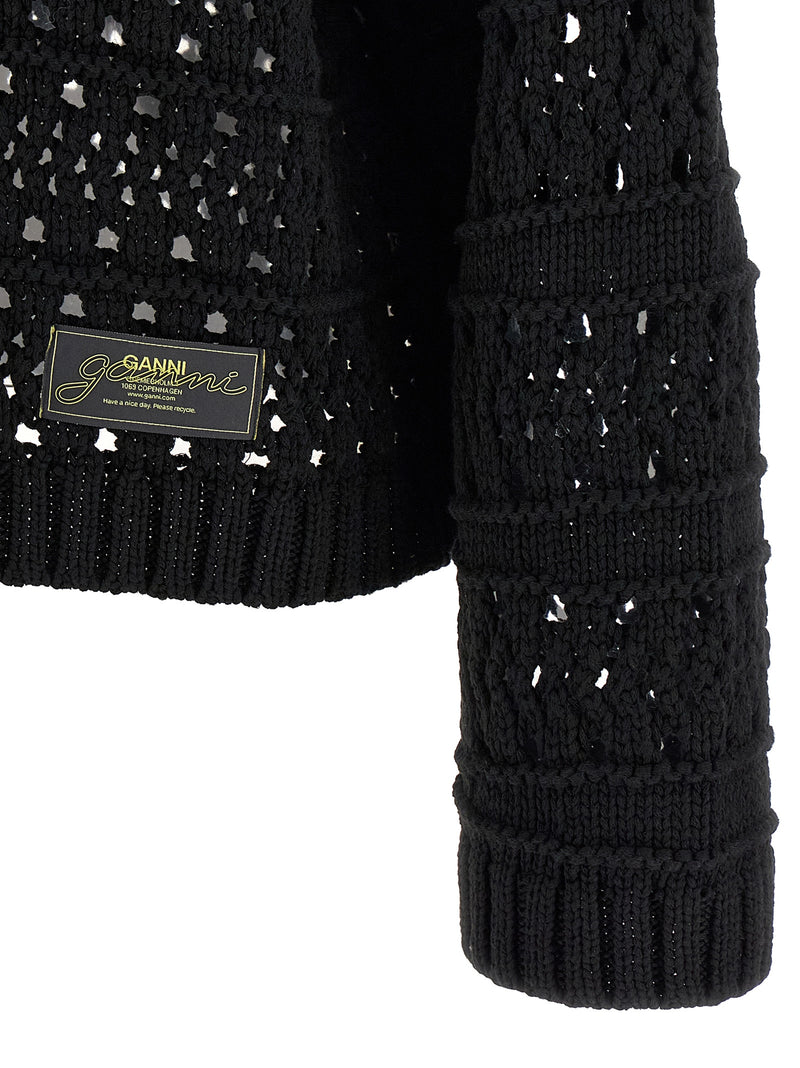 Ganni Black Cotton Cardigan