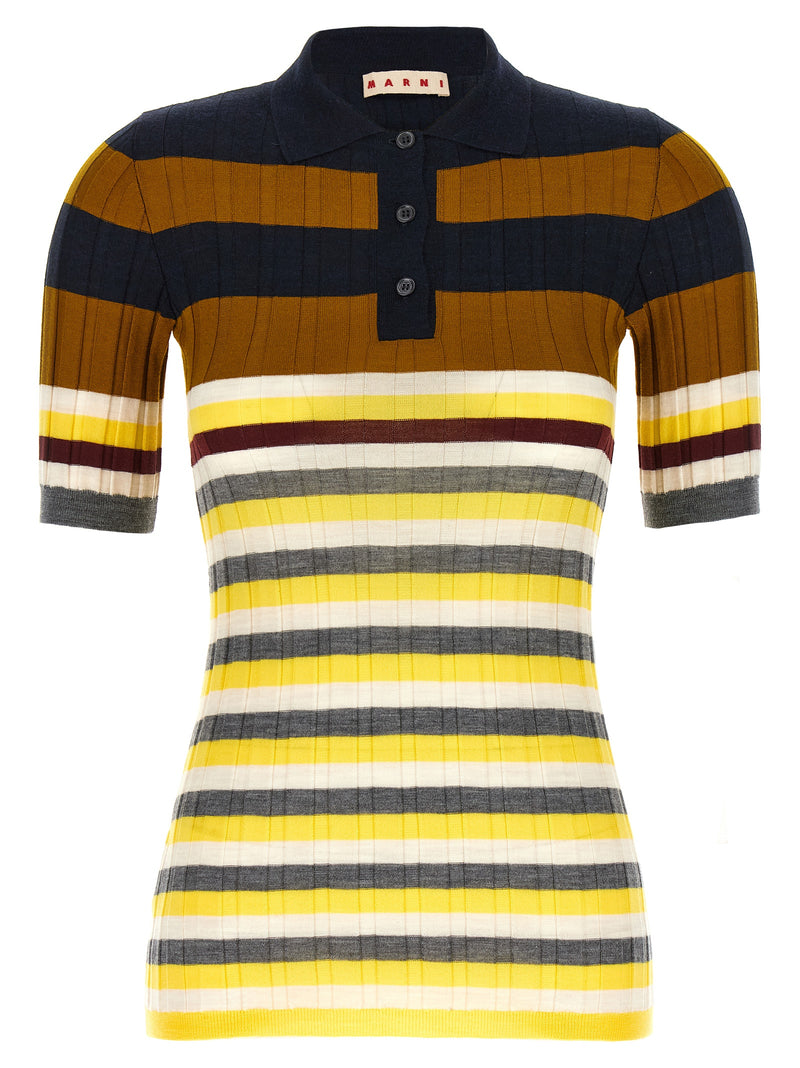 Marni Multicolor Virgin Wool Polo Shirt