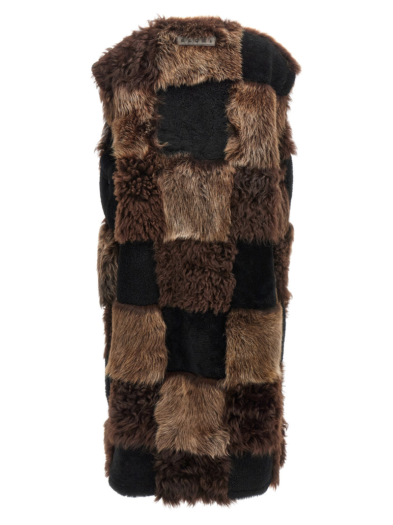 Marni Brown Lamb Fur Sleeveless Jacket
