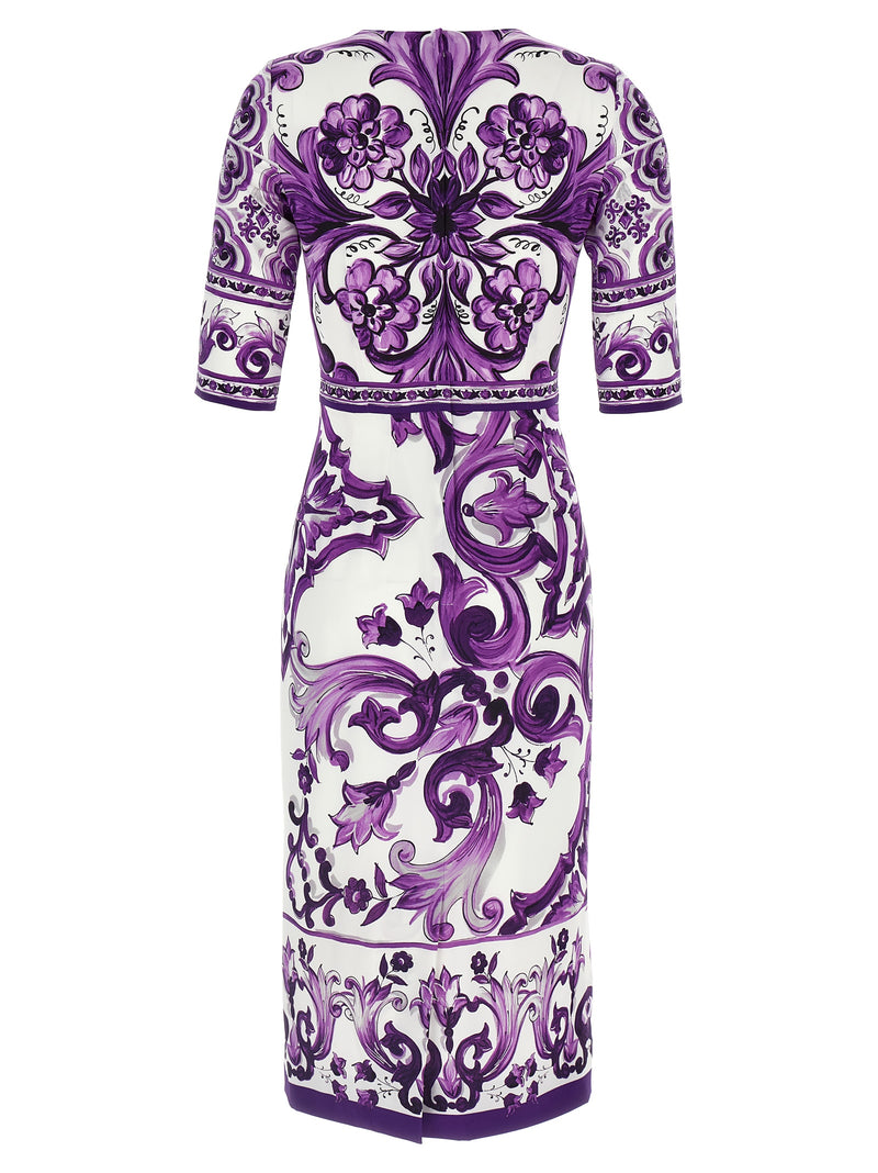 Dolce & Gabbana Purple Silk Midi Dress