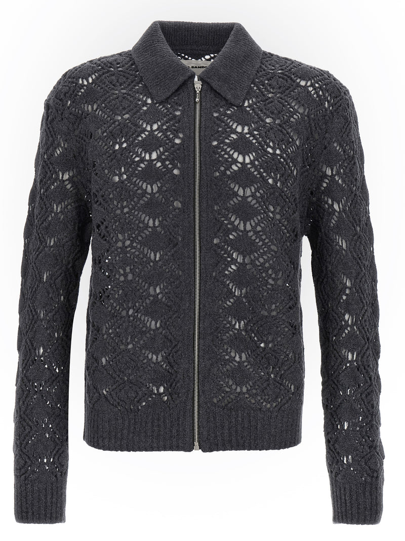 Jil Sander Gray Virgin Wool Cardigan