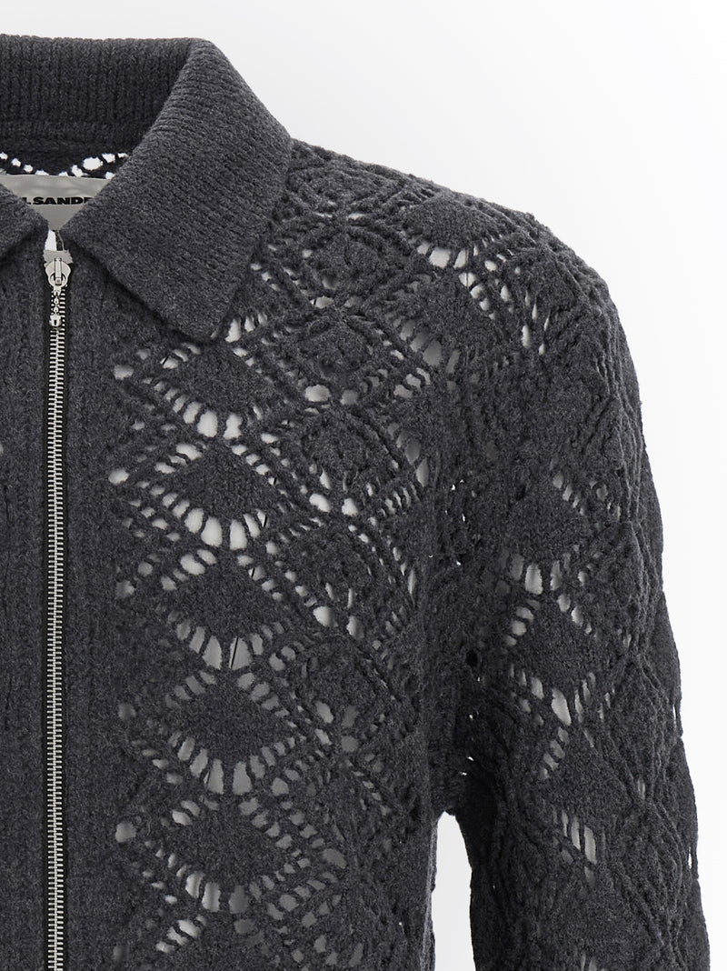 Jil Sander Gray Virgin Wool Cardigan