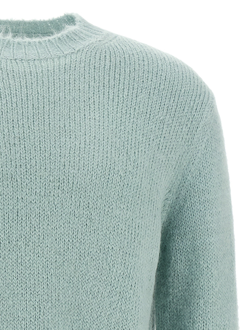 Jil Sander Blue Alpaca Leather Cardigan
