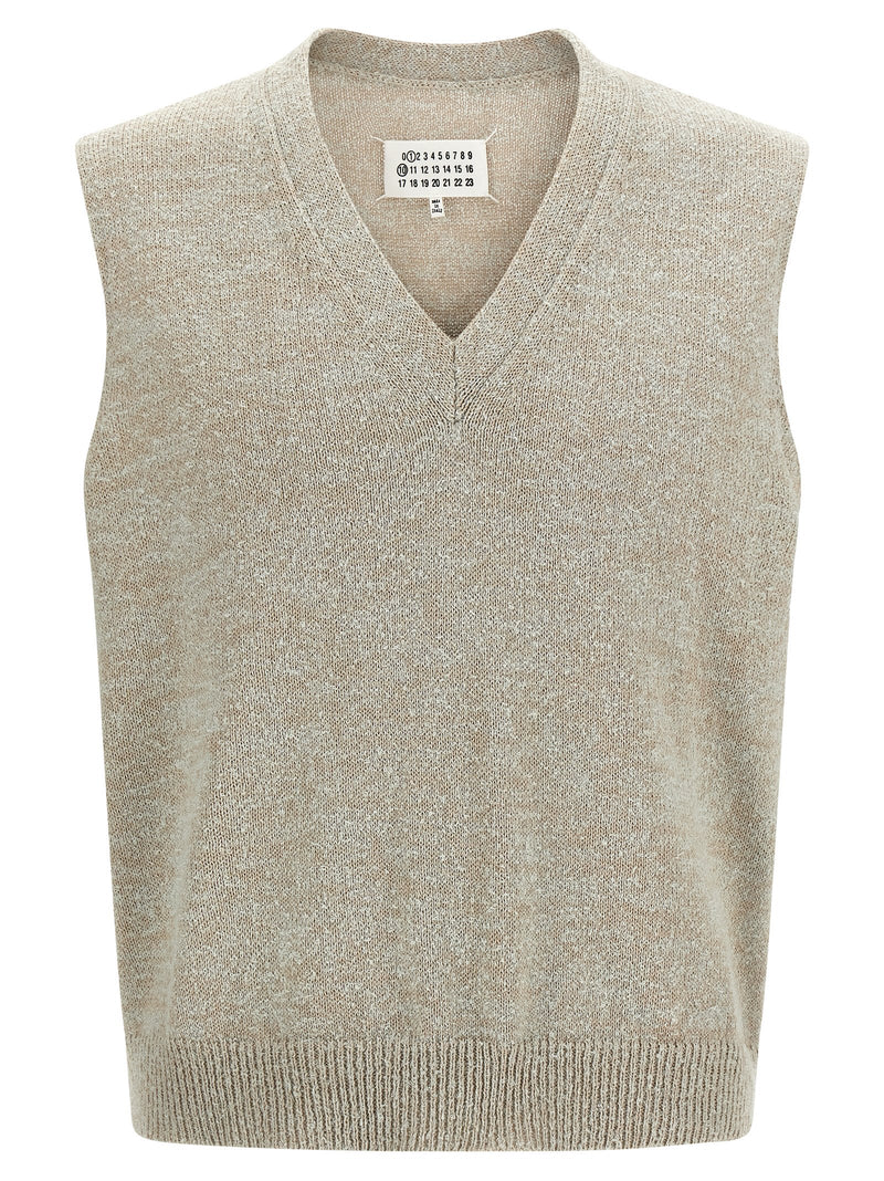 Maison Margiela Beige Cotton Sleeveles Sweater